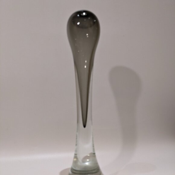 ๐ค Vintage 1988 Tony Lee Smoke Glass Vase โ Hand Blown Canadian Art - Picture 3 of 6